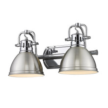 Duncan 2 Light Vanity In Chrome With Pewter Steel Shade(s) (3602-BA2 CH-PW)
