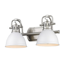 Duncan 2 Light Vanity In Pewter With Matte White Shade(s) (3602-BA2 PW-WHT)