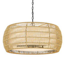 Everly 6 Lt Chandelier, Matte Black, Natural Rattan Rope Shades (6805-6 BLK-NR)