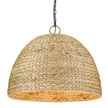 Rue 8 Light Pendant, Matte Black W/ Woven Sweet Grass Shade(s) (1081-8P BLK-WSG)