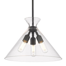 Malta 3 Light Pendant In Matte Black With Clear Glass (0511-3P BLK-CLR)