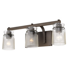 Travers 3 Light Vanity, Rubbed Bronze W/ Clear Artisan Glass (1405-BA3 RBZ-CAG)