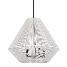 Valentina 4 Lt Pendant, Matte Blk, Bleached Raphia Rope Shades (6937-4P BLK-WR)