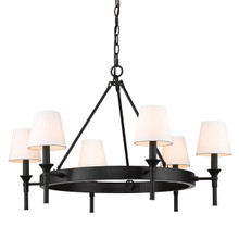 Edinburgh 6 Lt Chandelier In Matte Black W/ White Fabric Shades (1020-6 BLK-MWS)