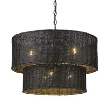 Erma 6 Light Chandelier In Matte Black W/ Black Wicker Shade(s) (1084-6 BLK-BW)