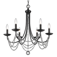 Mirabella 6 Light Chandelier In Matte Black With Crystal (7644-6 BLK)