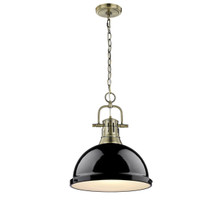 Duncan 1-Light Pendant In Aged Brass (3602-L AB-BK)