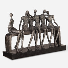 Camaraderie Aged Silver Figurine (18991)