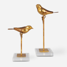Passerines Bird Sculptures S/2 (18898)