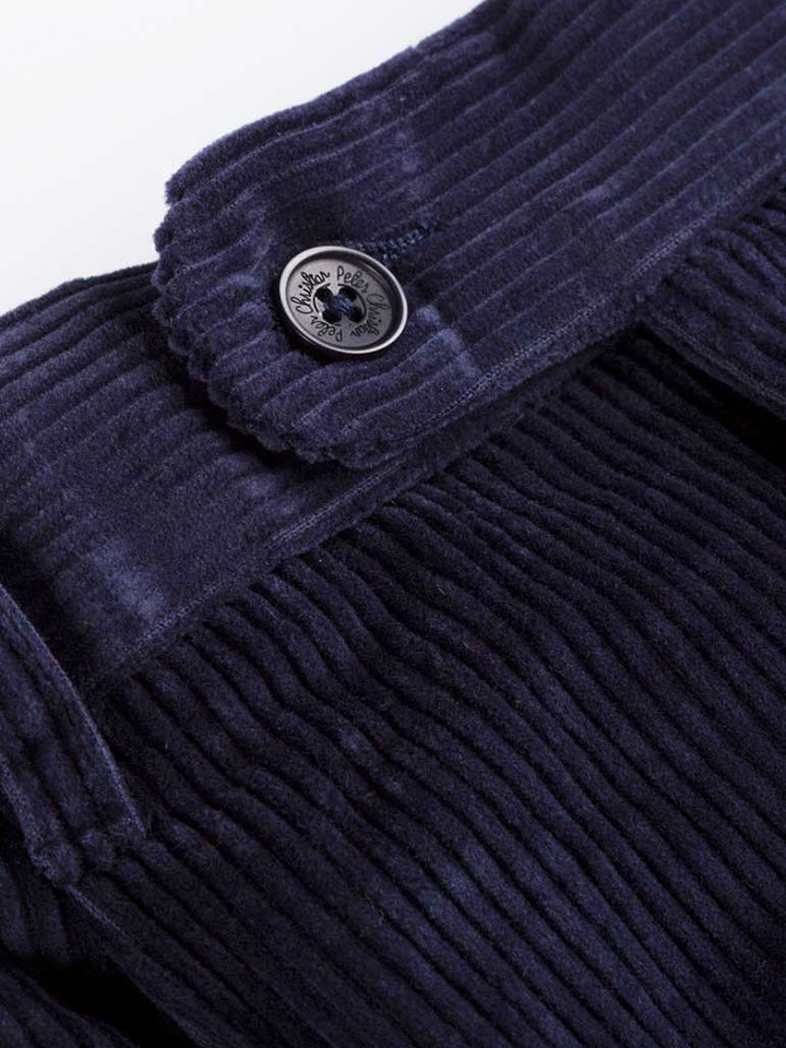 Men's Navy Blue Corduroy Pants Front Button