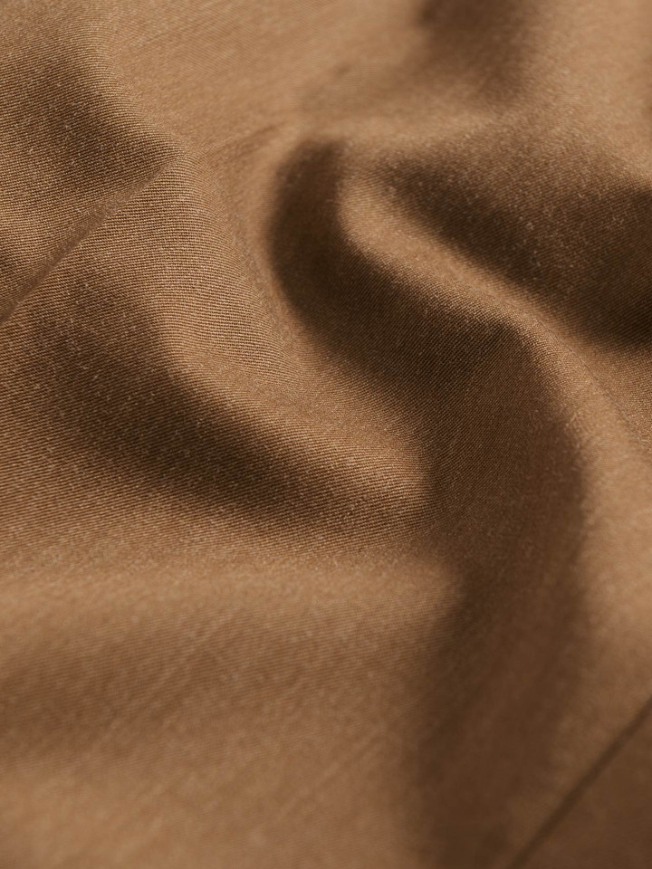 Men's Tan Brown Deluxe Wool & Silk Pants Fabric Close Up