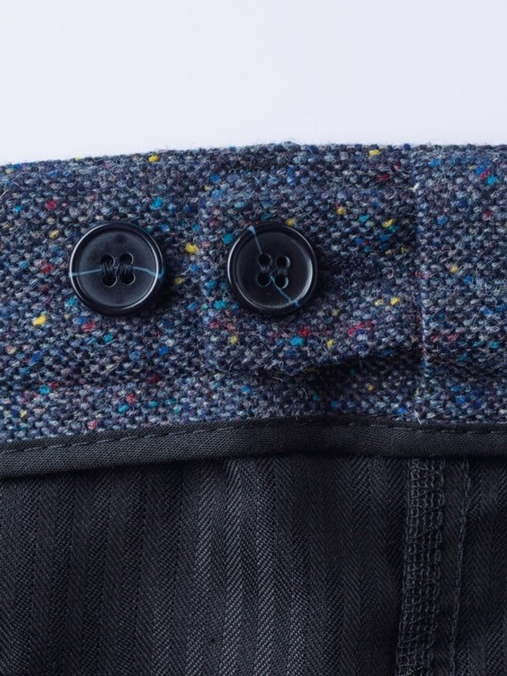 Adjustable Waistband on Blue Fine Donegal Tweed Pants