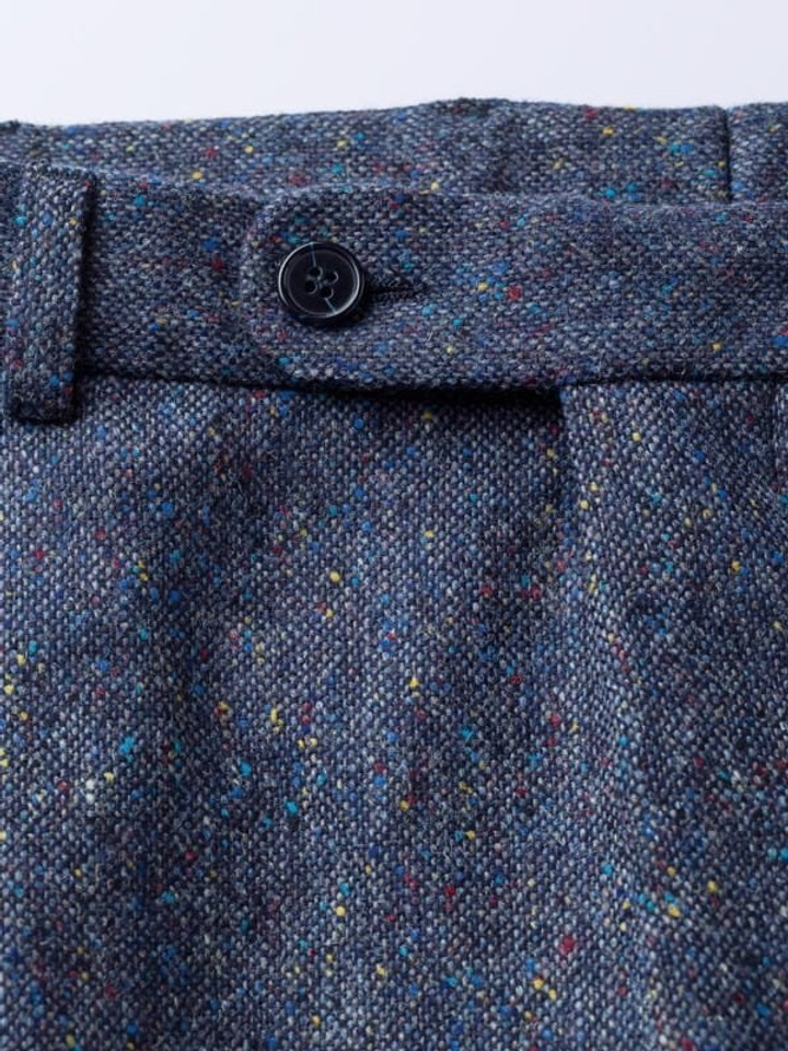 French Bearer Fly Font of Blue Fine Donegal Tweed Pants