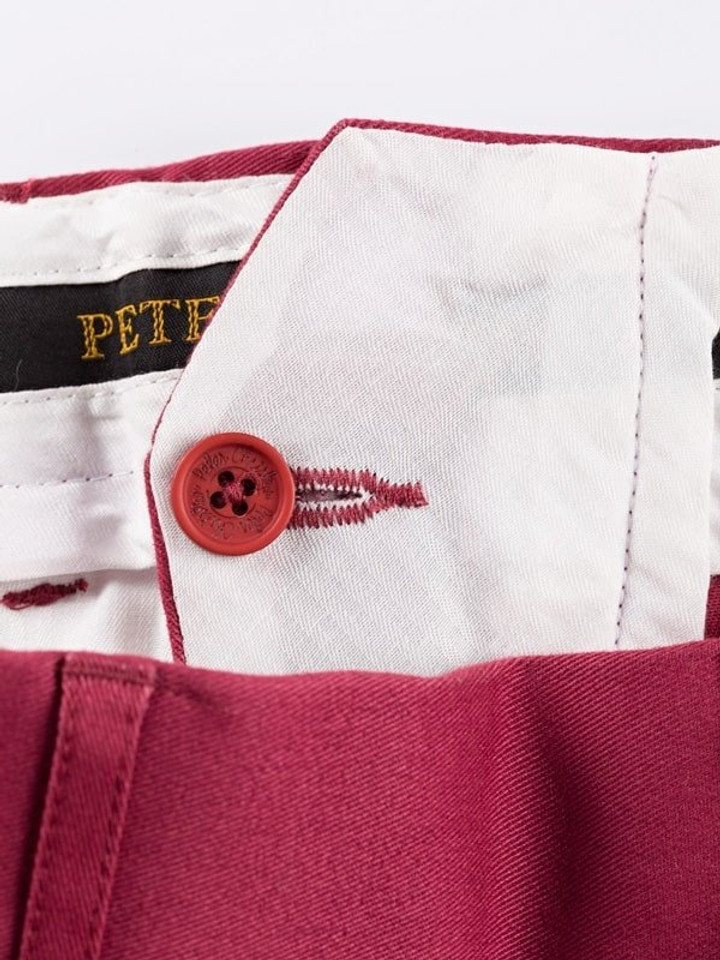Close Up of Mens Brick Red Flat Front Chinos French Bearer