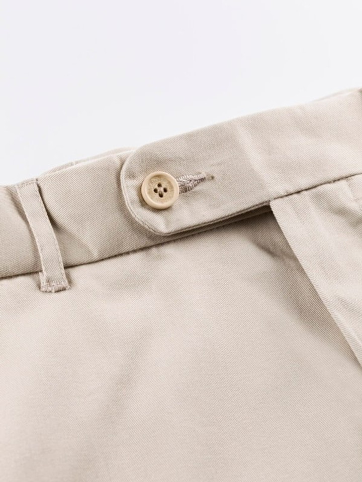 Close Up of Mens Stone White Flat Front Chinos Fabric