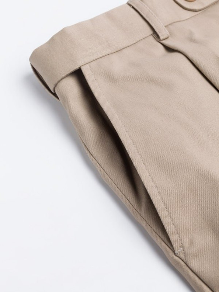 Side pocket of Men's Sand Brown Cotton Pleated Dress Shorts