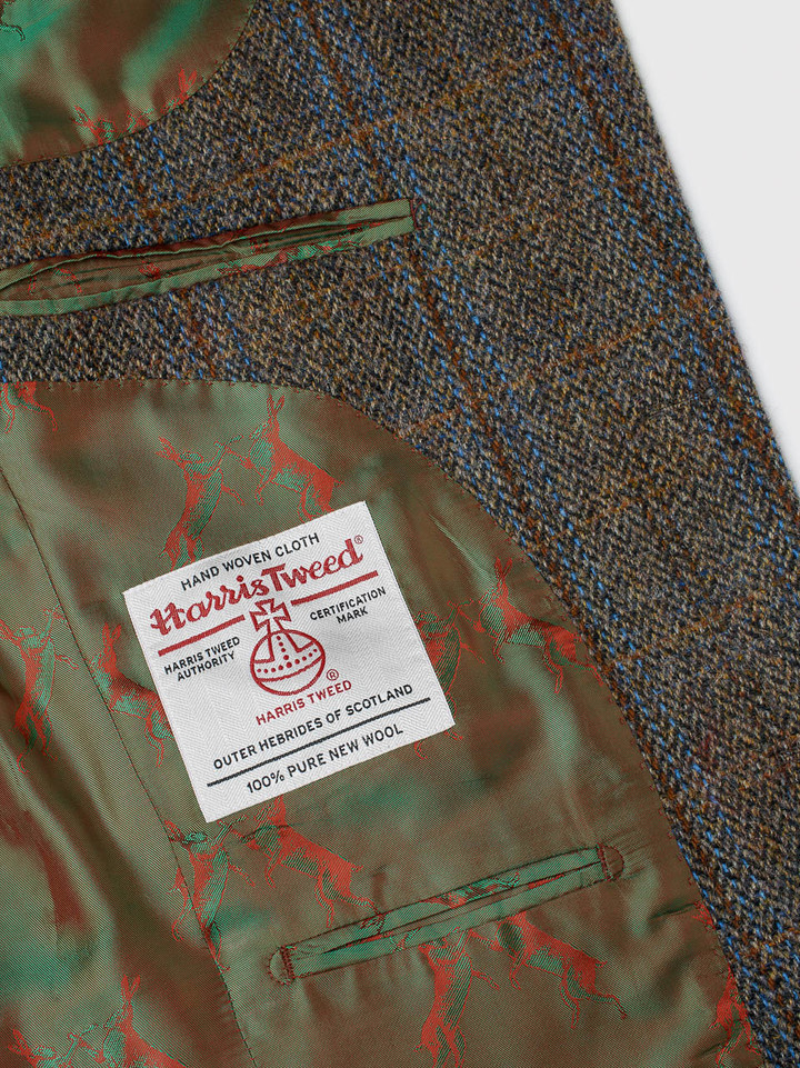 Men's Brown Green Harris Tweed Wool  Logo