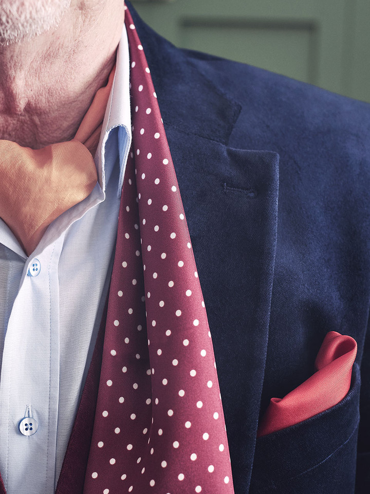 Close Up Image of Silk Polka Dot Birkin Scarf