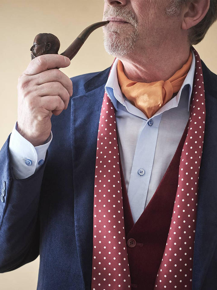 Close Up Image of Blue Velvet Jacket & Red Velvet Vest