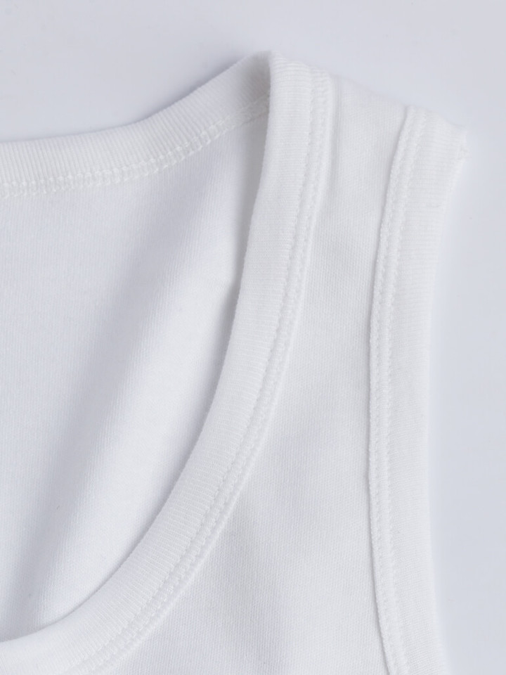 Close Up of White Vedoneire Interlock Cotton Vest Fabric