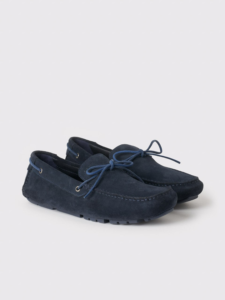 Men's Navy Suede Geox Moccasin Shoe