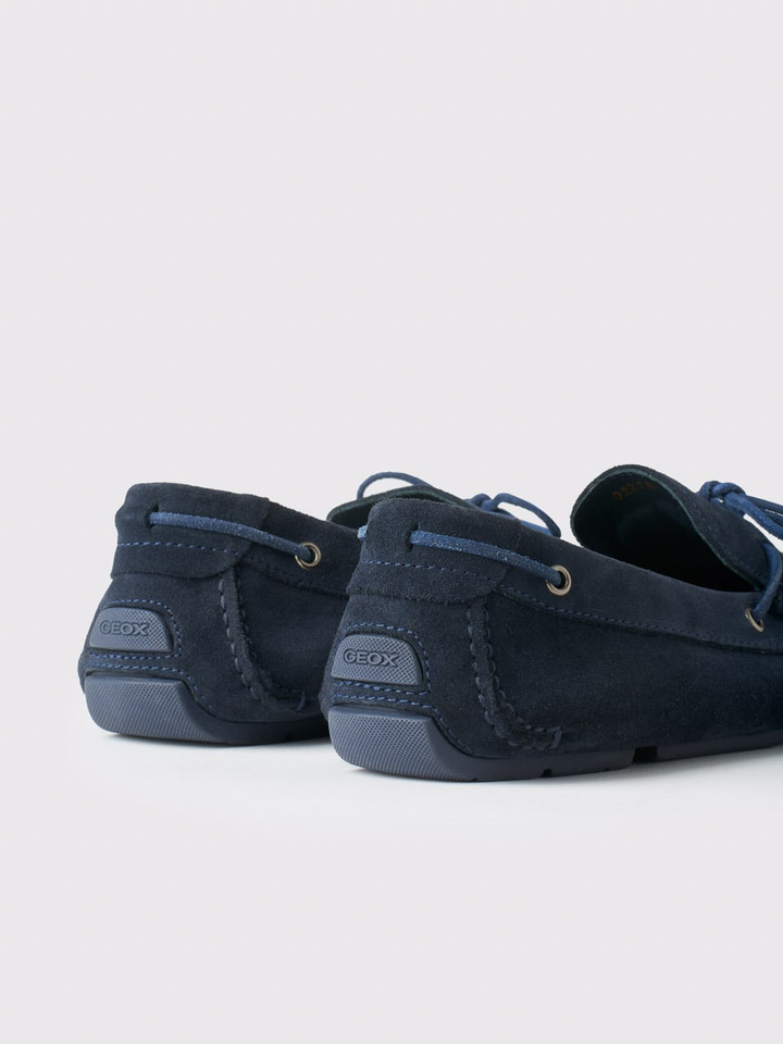 Men's Navy Suede Geox Moccasin Heel