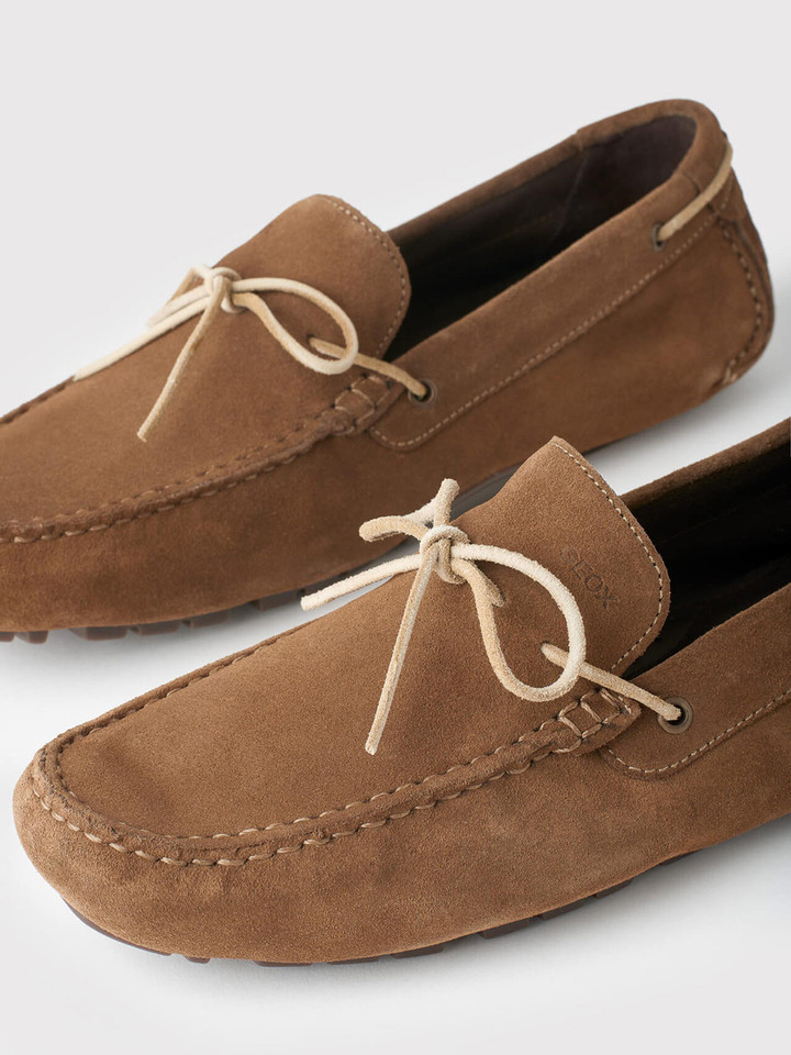 Men's Tan Brown Geox Melbourne Moccasin Laces