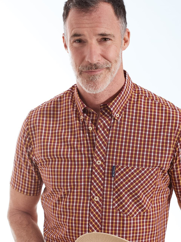 Men's Red Check Cotton Shirt