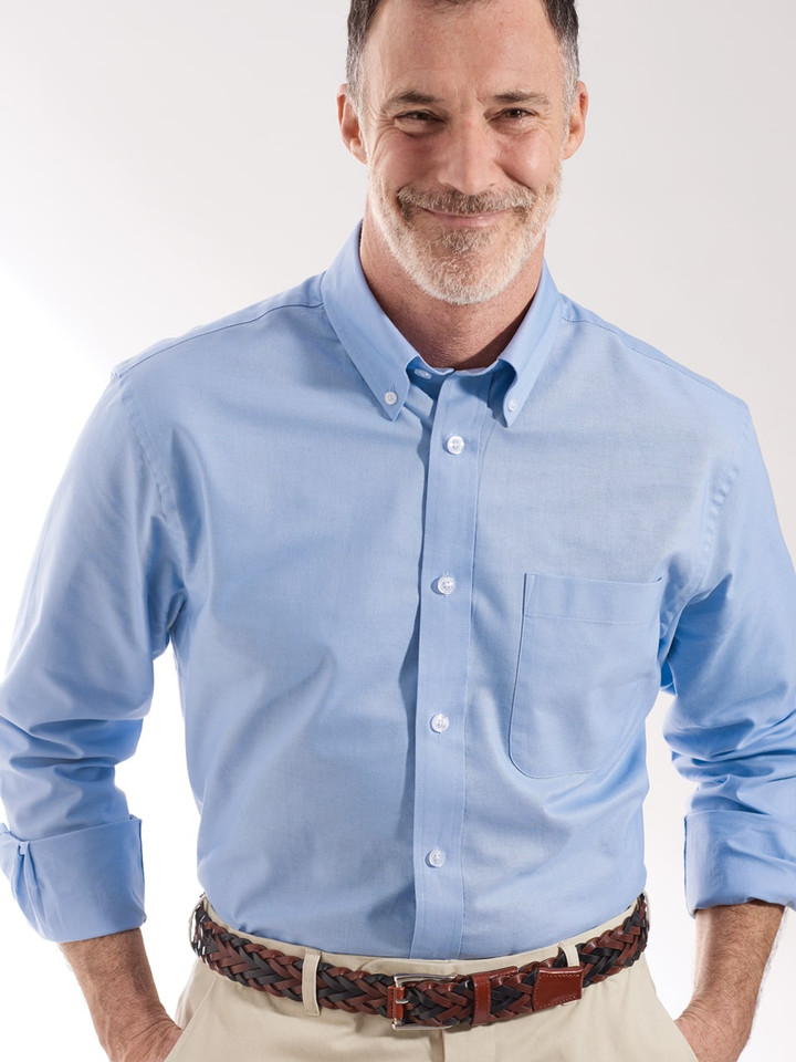 Men's Blue Cotton Long Sleeve Shirt