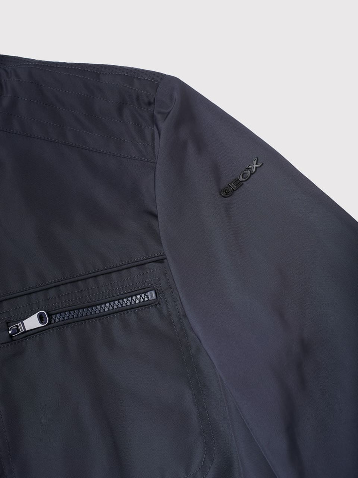 Men's Blue Geox Waterproof Coat Logo