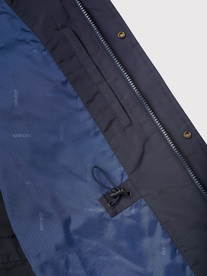 Men's Blue Geox Waterproof Coat Inner pocket