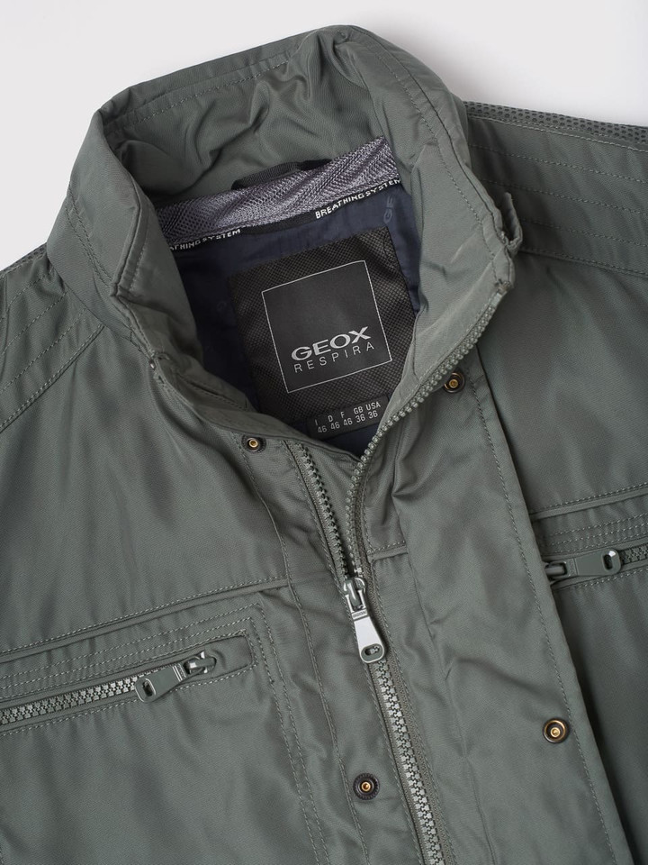 Men's Green Geox Waterproof Coat Collar