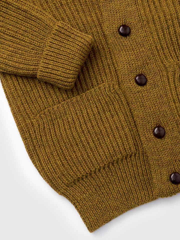 Mustard Shawl Neck Cardigan Pocket
