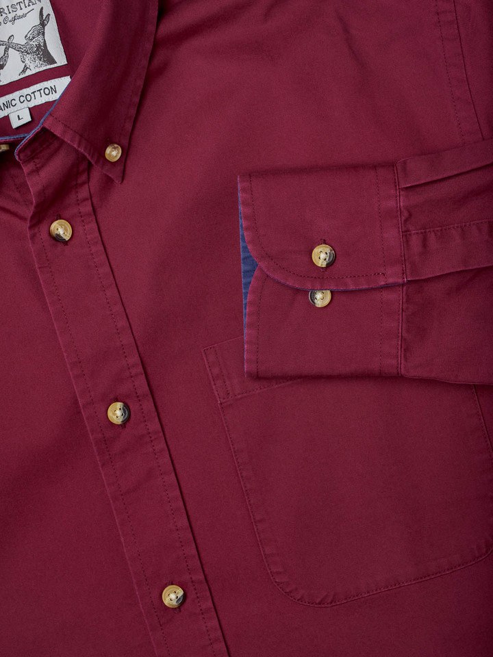Men's Burgundy Soft Cotton Shirt Cuff