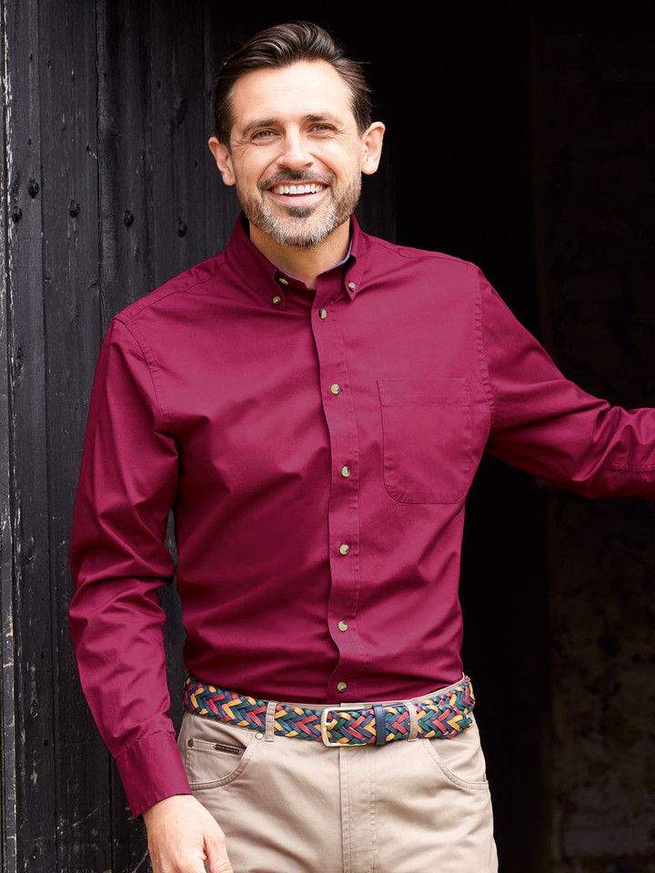 Men's Burgundy Soft Cotton Shirt Model
