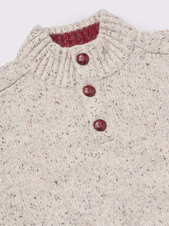 Stone Button Neck Pullover Football Buttons