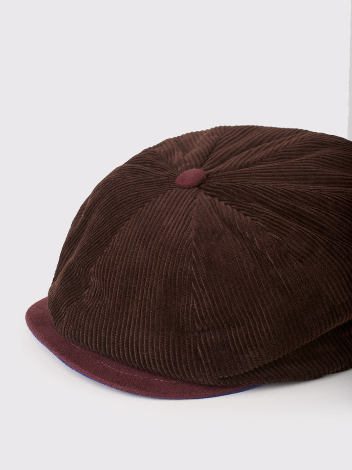 Brown Cord Bakerboy Cap Peak