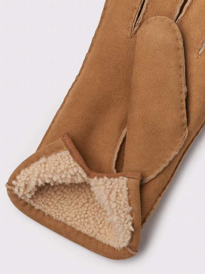 Tan Lambskin Gloves Shearling Lining