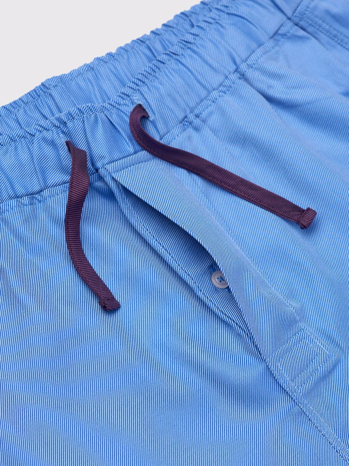 Blue Cotton Twill Pyjamas Button Fly
