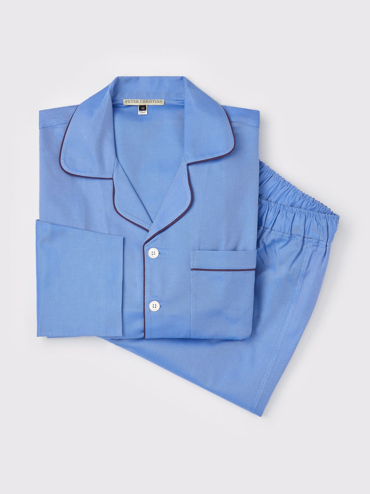 Blue Cotton Twill Pyjamas