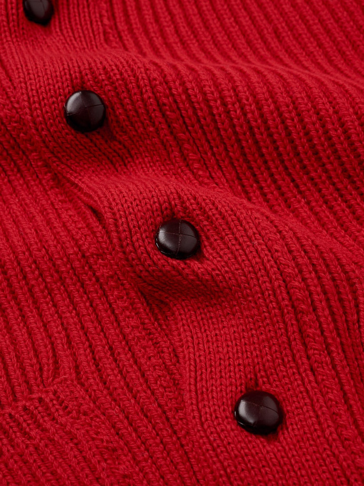 Men's Red Shawl Neck Cardigan Fabric