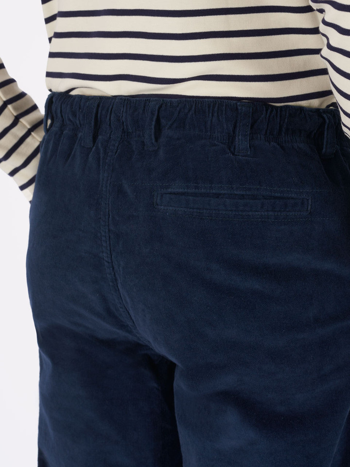 Navy Blue Fine Needlecord Corduroy back pocket