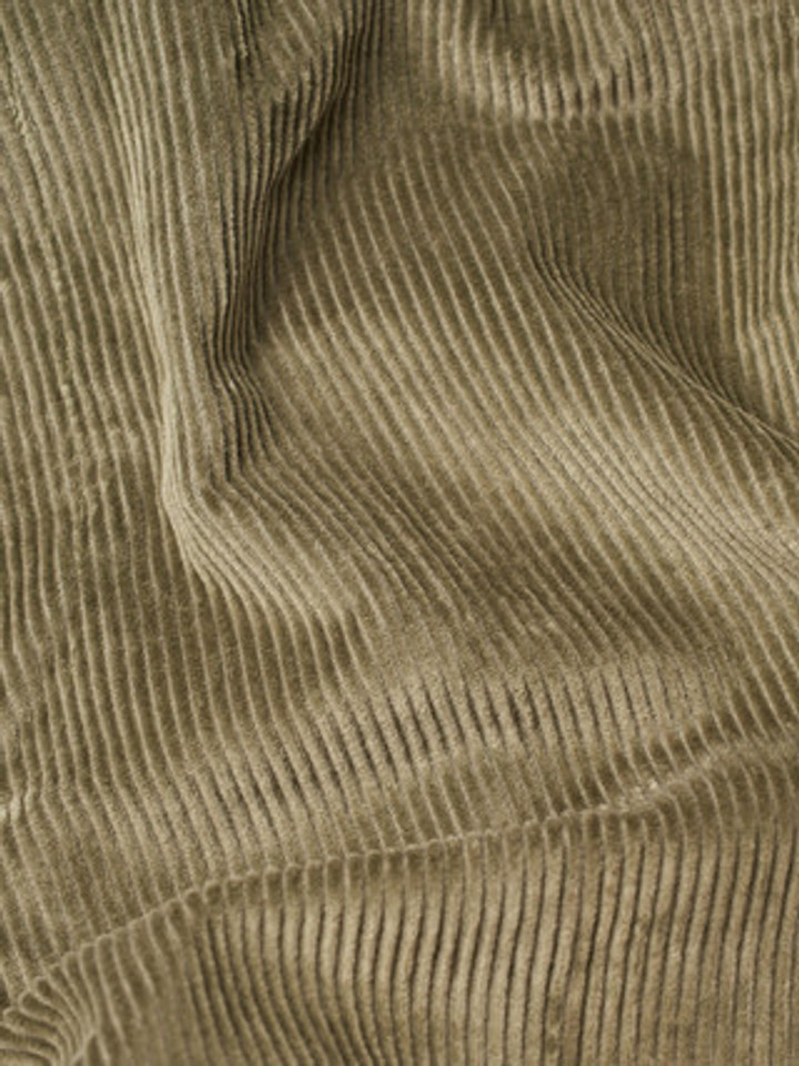 Men's Green Flat Front Corduroy Pants Fabric Close Up