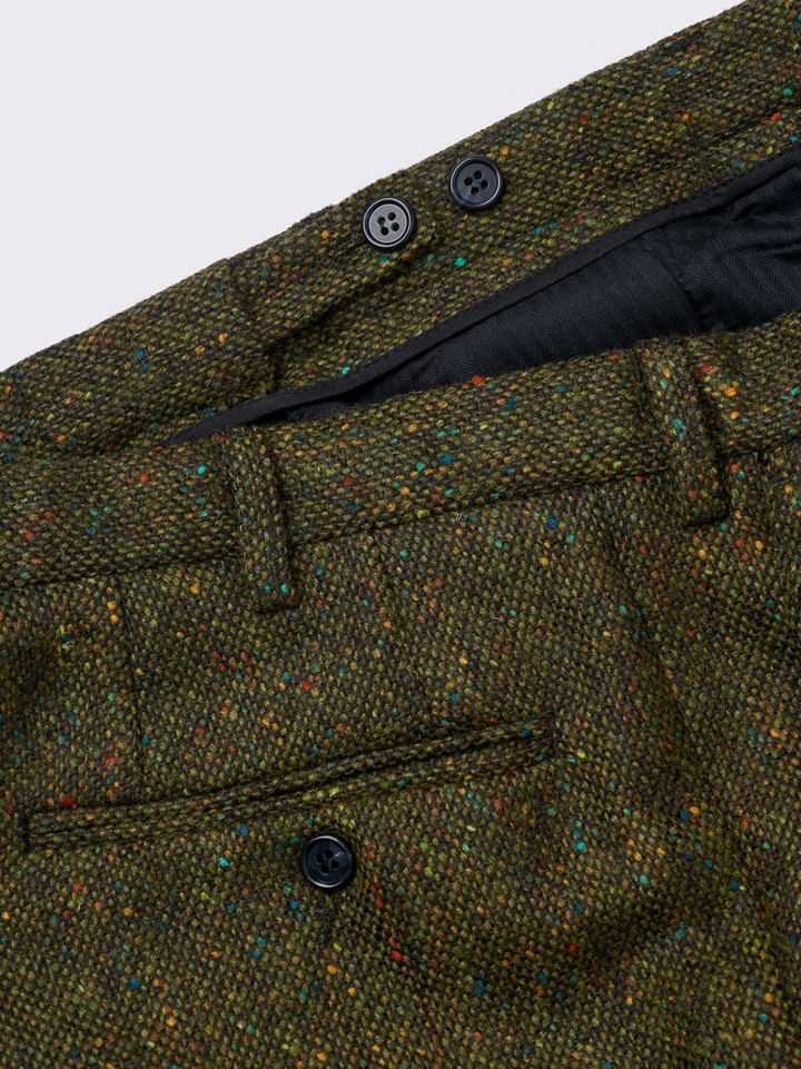 Men's Green Donegal Tweed Pants Adjustable Waistband