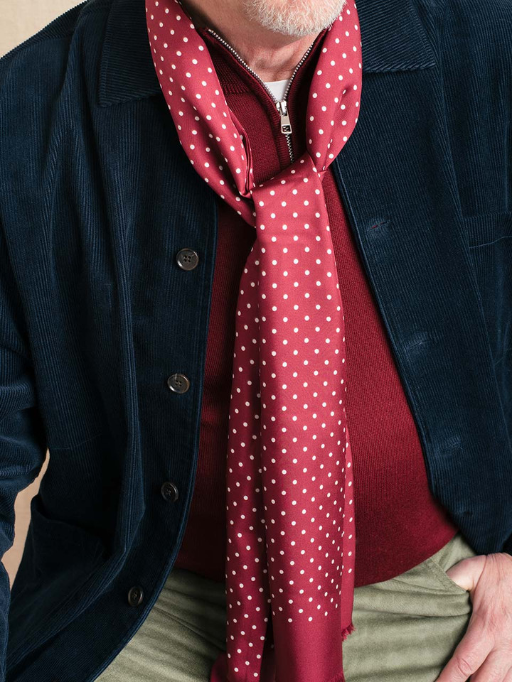Lord Trousers' Look - Burgundy Fine Merino Zip-Neck Jumper & Red Merino Zip Jumper