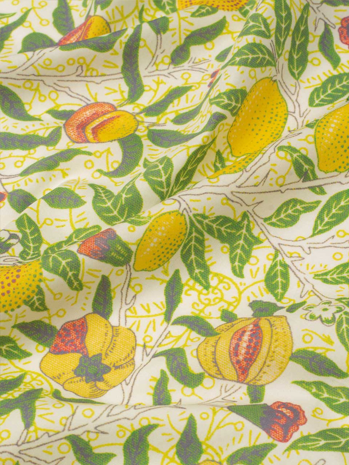William Morris Patterned Gold Fruit Pocket Square