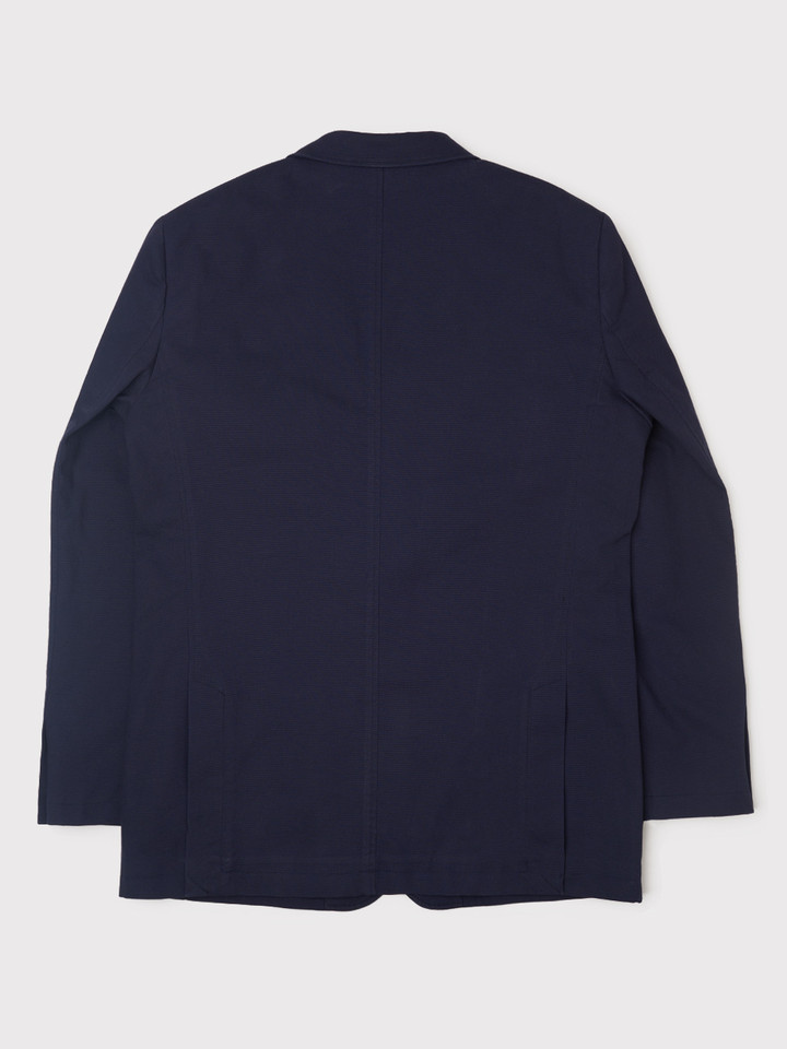 Men's Navy Blue Cotton Casual Canvas Blazer Back