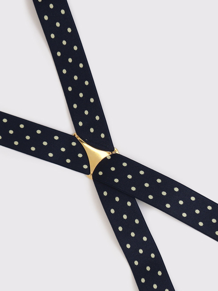 Men's Navy & Cream Spotty Suspenders X Back
