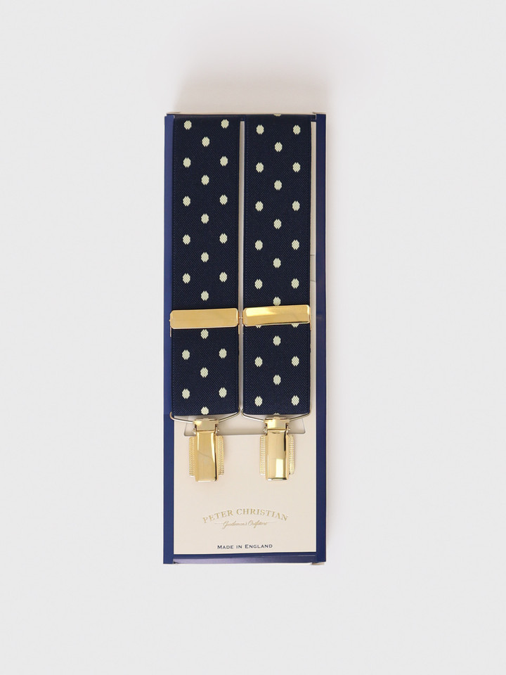 Men's Navy & Cream Spotty Suspenders