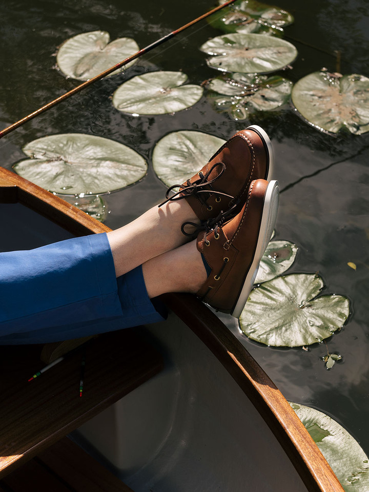 Lord Trousers wearing Azure Jeanos & Loake Leather Boat Shoes